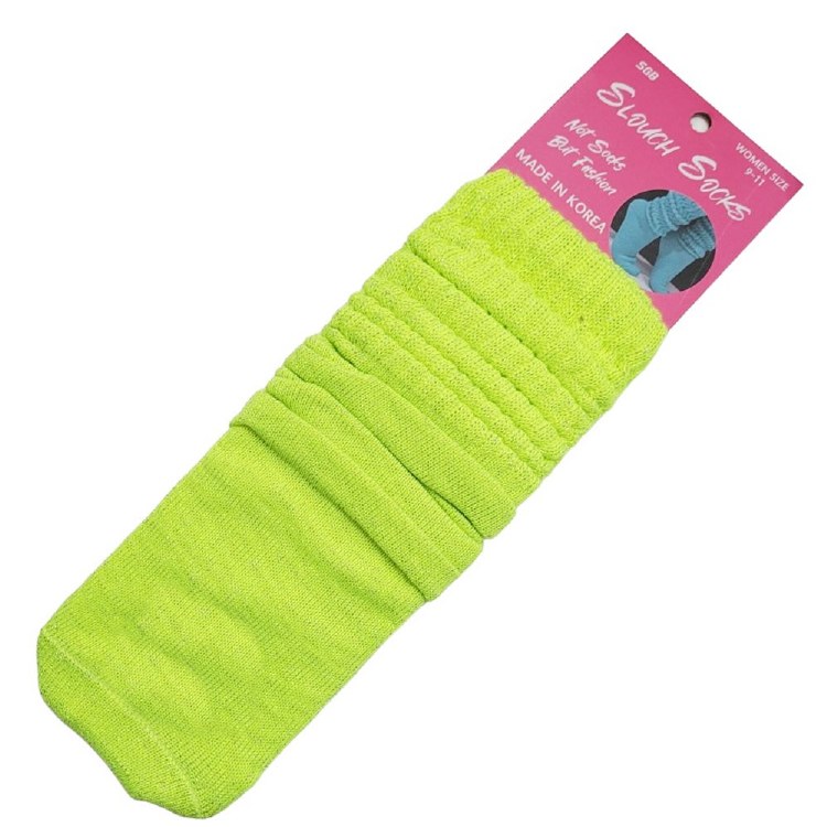 SGB Slouch Socks - Silver Glitter - Neon Yellow