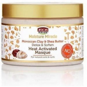 African Pride Moisture Miracle Moroccan Clay & Shea Butter Detox & Soften Heat Activated Masque 12oz