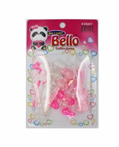 Bello Hair Barrettes - Bows - #20207 - Speckled Assoted Clear/Pink