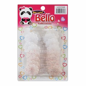Bello Hair Barrettes - Flowers - #20306 - Clear with Red Glitter/Clear Bello Hair Barrettes - Flowers - #20306 - Clear with Red Glitter/Clear