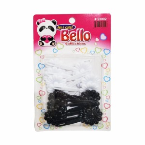 Bello Hair Barrettes - Flowers - #23002 - White/Black