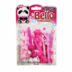 Bello Hair Barrettes - Bows - #27308 - White/Pink Tone