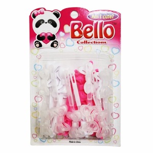 Bello Hair Barrettes - Bows - #27309 - White/Clear/Pink Bello Hair Barrettes - Bows - #27309 - White/Clear/Pink