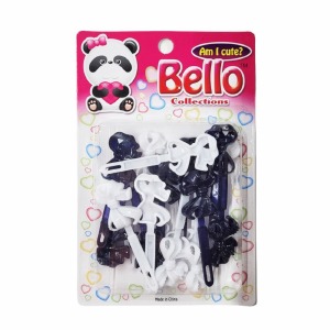 Bello Hair Barrettes - Bows - #27602 - White/Navy Bello Hair Barrettes - Bows - #27602 - White/Navy