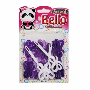 Bello Hair Barrettes - Bows - #28014 - White/Purple Tone