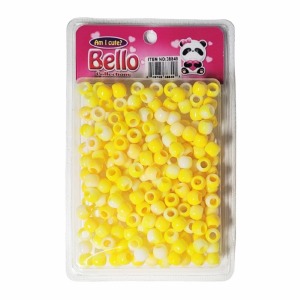 Bello Medium Hair Beads - Large Package - Swirl Yellow & White #38849