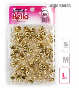 Bello Large Hair Beads - Large Package - Gold/Clear #39900-G