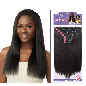Human Hair Blend Clip-In 9pcs Natural Yaki 18 Inch - # JET BLACK