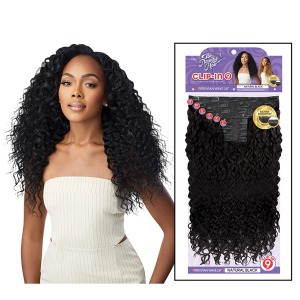 Human Hair Blend Clip-In 9pcs Peruvian Wave 18 Inch - # NATURAL BROWN