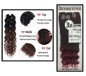 3X Free Style Box Straight Wavy 14 Inch - # T1B/BG