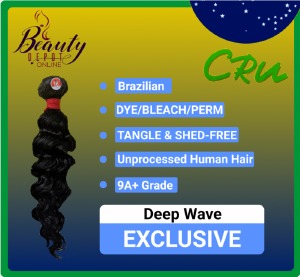 CRU 9A Deep Wave Unprocessed Human Hair Bundle - # 1