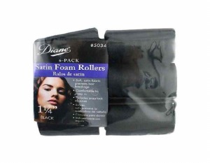 Diane Satin Foam Rollers, Black 1 1/4'' 6pk #D5034