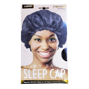 Donna Satin Sleep Cap Large, Black