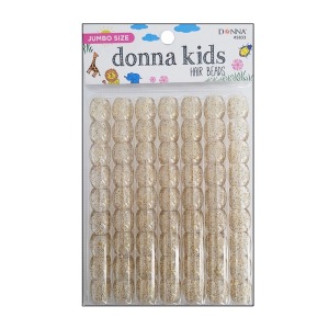 Donna Jumbo Hair Beads - Clear with Gold Glitter #5833