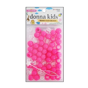 Donna 16mm Hair Beads #5845 - Clear & Hot Pink