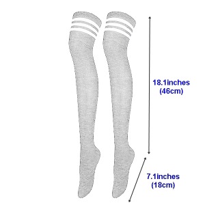 Eden Thigh High Socks #SM1-LW - L.Gray & White Strips