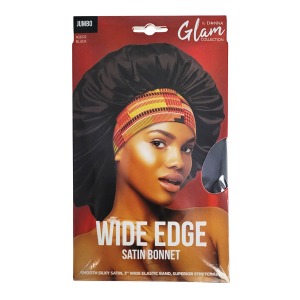 Glam Jumbo Wide Edge Satin Bonnet #26312 - Black