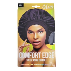 Glam L-XL Comfort Edge Silky Satin Bonnet #26315 - Black