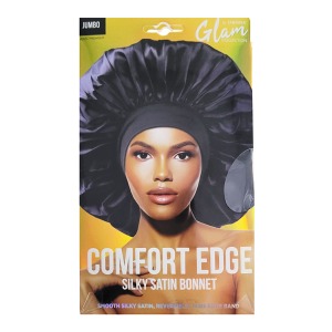 Glam Jumbo Comfort Edge Silky Satin Bonnet #26317 - Midnight