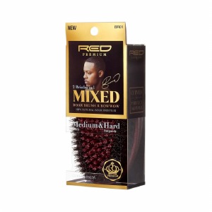 Red by Kiss Mixed Boar Brush & Bowwow Medium & Hard Black & Burgundy BR01 Curved Palm