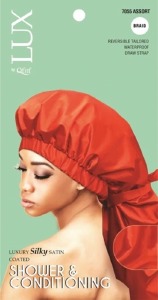 QFitt Lux  Luxury Silky Satin Coated Shower and Conditioning Assorted Colors Hair Cap #7055 Braid