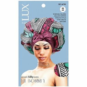 QFitt Lux  Luxury Silky Satin Tie Bonnet One Size #7071 Afro Assorted Color