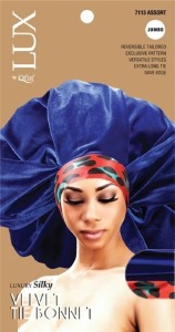 QFitt Lux  Luxury Silky Velvet Tie Bonnet #7113 Assorted Colors Jumbo