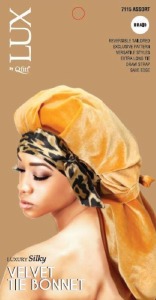 Qfitt Lux Luxury Silky Velvet Tie Bonnet #7115 Assorted Braid