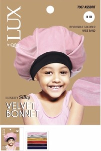 QFitt Lux Luxury Silky Velvet Bonnet for Kids Assorted Colors #7307