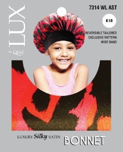 Qfitt Lux Luxury Silky Satin Reversible Bonnet for Kids #7314 WL Assorted