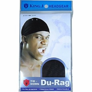 King J Headgear Tie Down Du Rag Black #001
