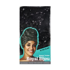 Royal Bijou Sequin Turban #7551 - Black