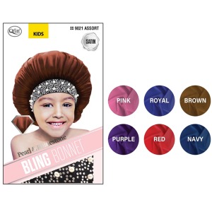 Qfitt Pearl & Rhinestone Bling Bonnet for Kids #9021- Assorted Color