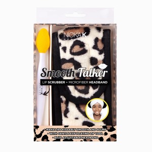 Nicka K Smooth Talker Lip Scrubber & Headband #TRLP03 - Brown Leopard