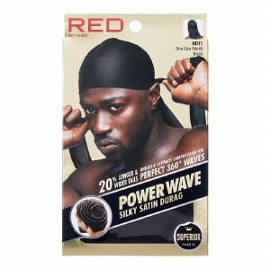 Red by Kiss Power Wave Silky Satin Durag Black #HD11