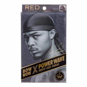 Red Bow Wow x Power Wave Velvet Luxe Durag #HD71 - Black Red Bow Wow x Power Wave Velvet Luxe Durag #HD71 - Black