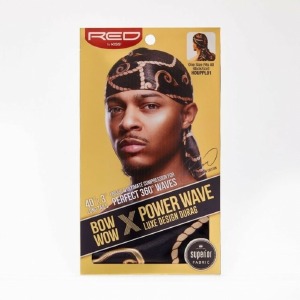 Red by Kiss Bow Wow x Power Wave Luxe Design Durag Black and Gold #HDUPPL01