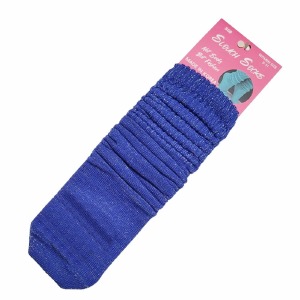 SGB Slouch Socks - Silver Glitter - Royal Blue