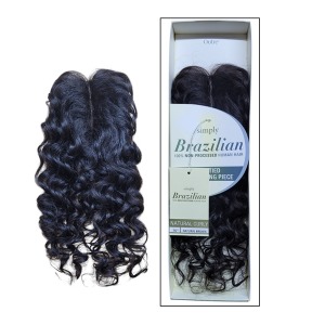 Simply Hand Tied Lace Parting Piece Natural Curly - 16 Inch - # Natural Brown