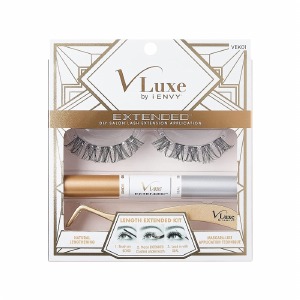 V-Luxe Extended Collection - Lash Extension Starter Kit with 10 Natural Lengthening Extended Clusters, Applicator and Bond & Seal #VEK01