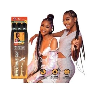 X-Pression 3X Pre-Stretched Kanekalon Braid 58 Inch - # 1B