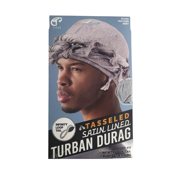 Titan Tasseled Satin Lined Turban Durag #11430 - Grey