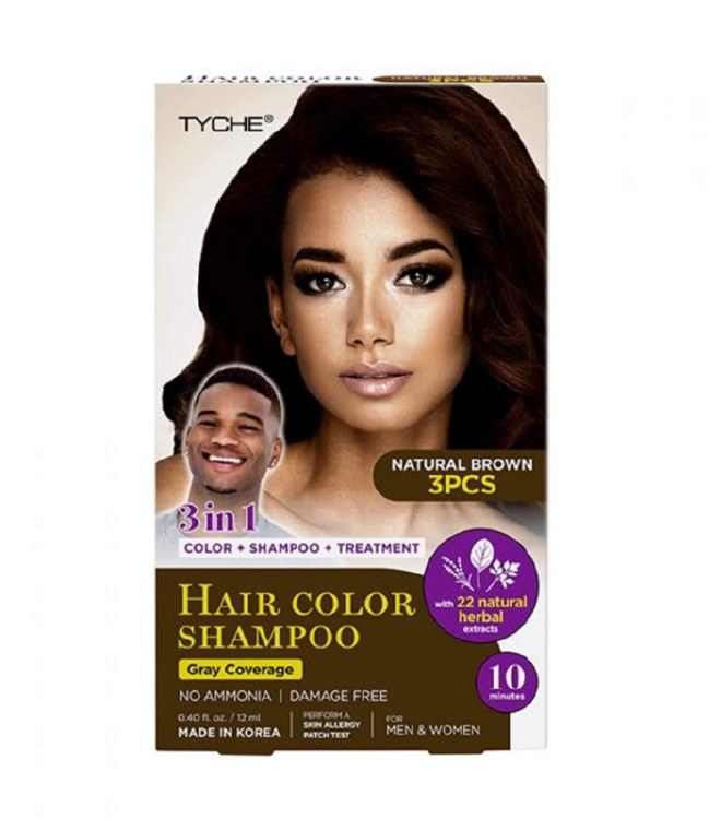Tyche Hair Color Shampoo Natural Brown #HLSM04