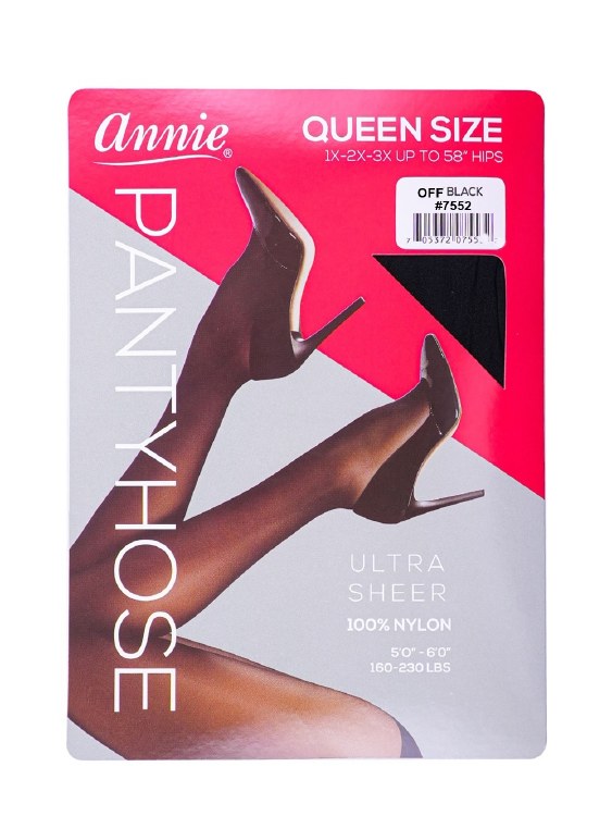 Ultra Sheer Pantyhose Queen Size - #7552 - Off Black