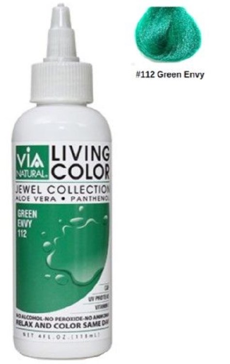 Via Natural Living Colors Semi Permanent Hair Color 4oz #112 - Green Envy 4oz