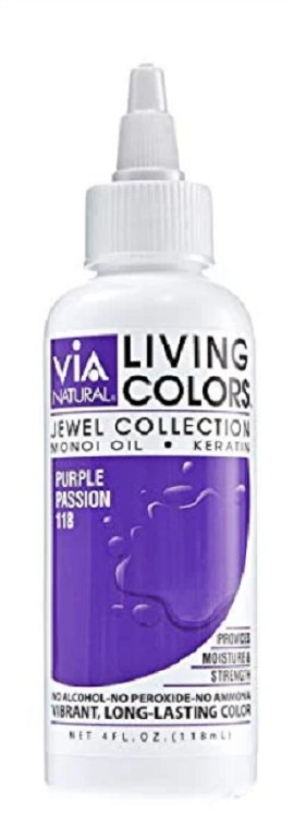 Via Natural Living Colors Semi Permanent Hair Color 4oz #118 - Purple Passion 4oz