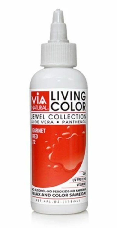 Via Natural Living Colors Semi Permanent Hair Color 4oz #72 - Garnet Red 4oz