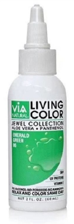 Via Natural Living Colors Semi Permanent Hair Color 2oz #96 - Emerald Green 2oz