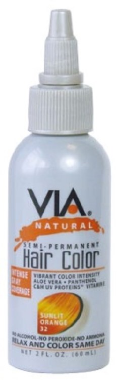 Via Natural Semi Permanent Hair Color with Aloe Vera #32 - Sunlit Orange 2oz