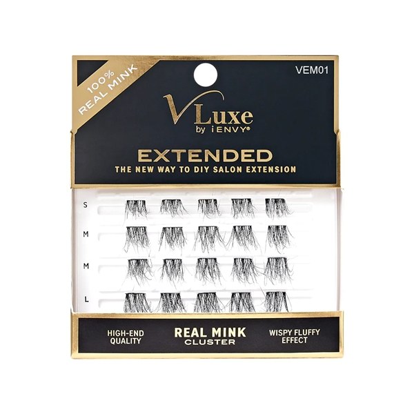 V-Luxe Extended Eyelash Real Mink Cluster #VEM01 -  Wispy Fluffy